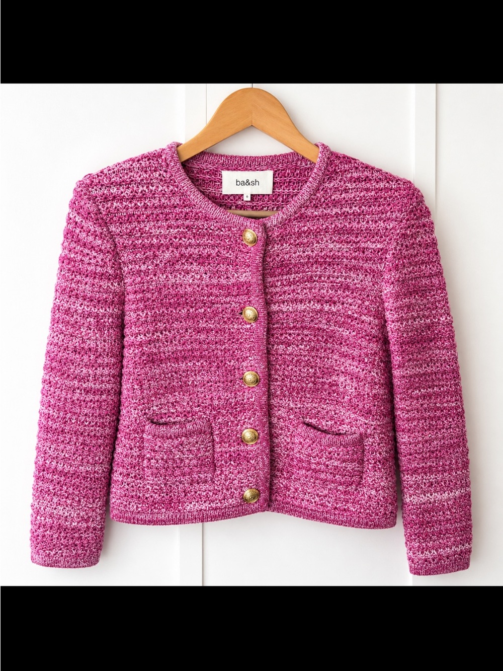 Stunning ba&sh Rose  Knit Cardigan w/ Gold Buttons.  Size 0 (2-4 US) NWT